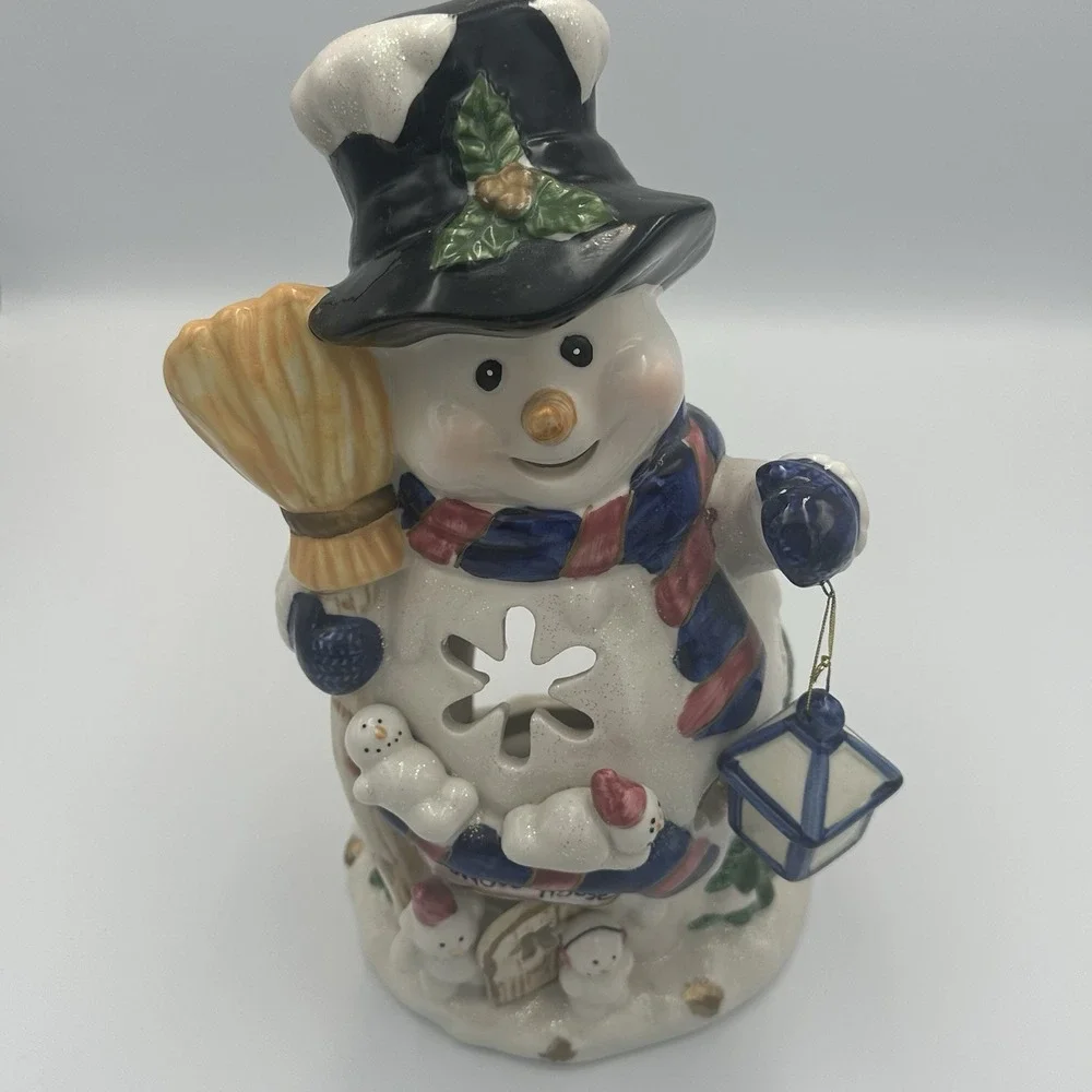 Home & Garden Party Snowman With Lantern Tea Light House Candle Holder Christmas